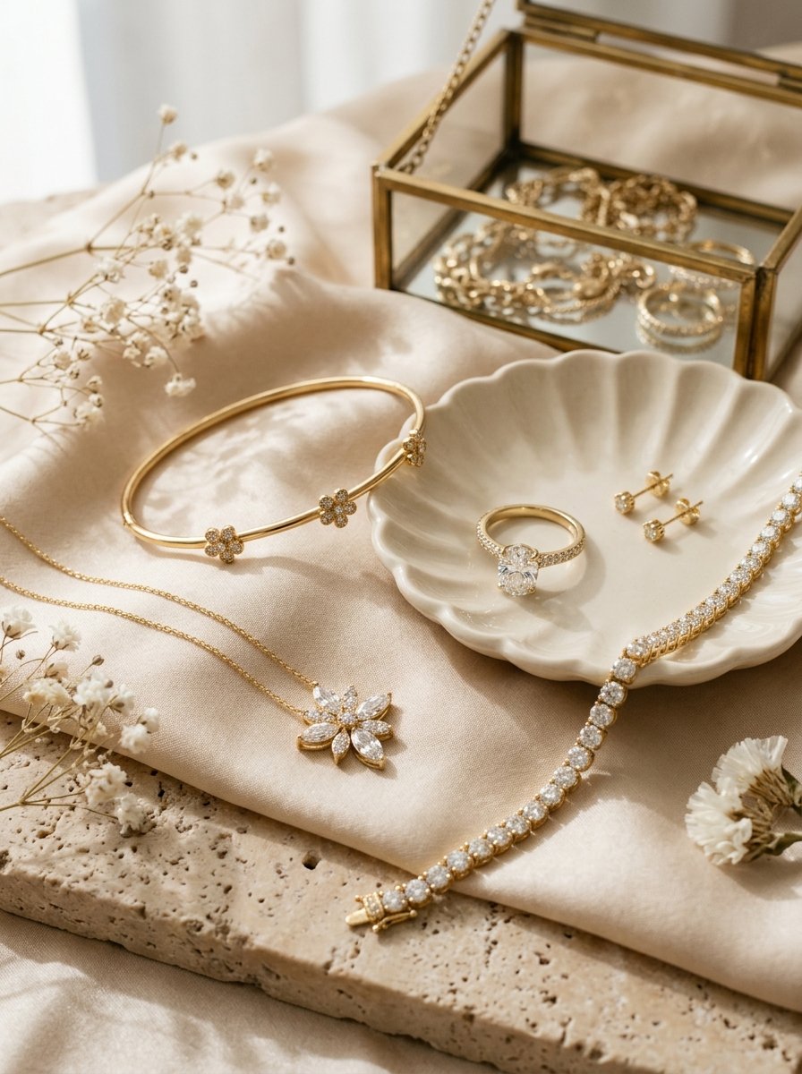 jewelry flatlay on silk fabric 202607221333