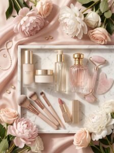 skincare bottles with flowers 202607221359